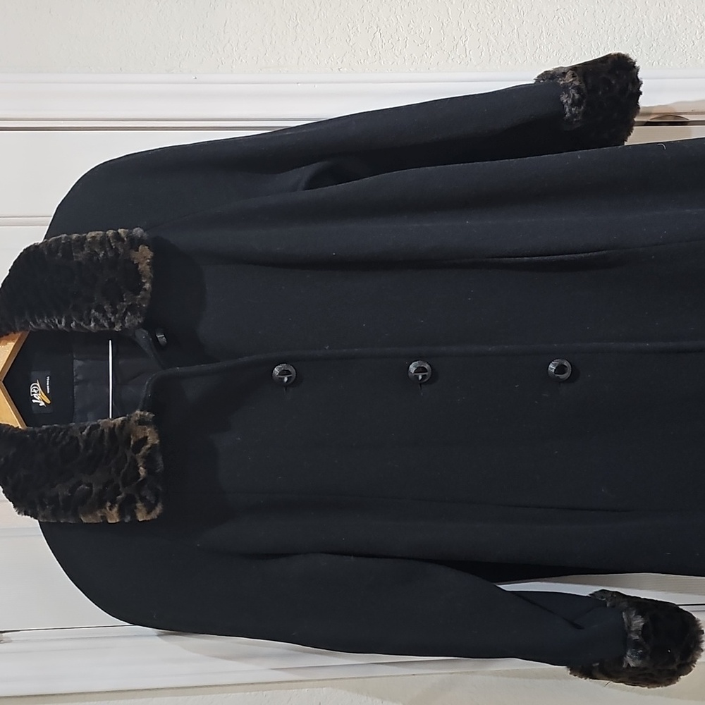 Jodz vintage wool & faux fur collar and scuffs coat size 1X